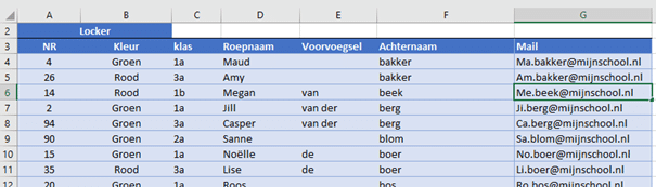 Databestand voorbeeld Xzoeken