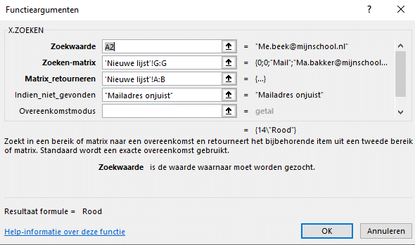 X.ZOEKEN parameters